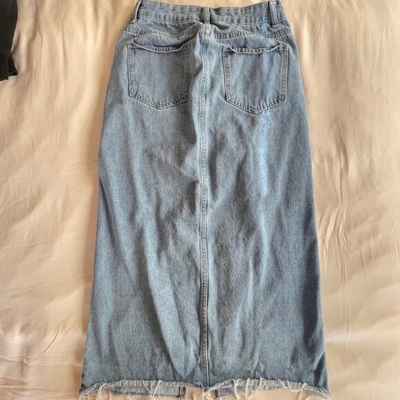 Midi Jean Skirt, Split Hem - Picture 5 of 8